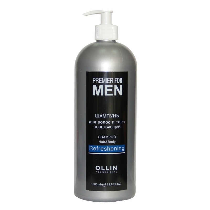 Шампунь, 1000 мл, Шампунь для волос и тела освежающий Premier for Men, Ollin Professional  - Купить