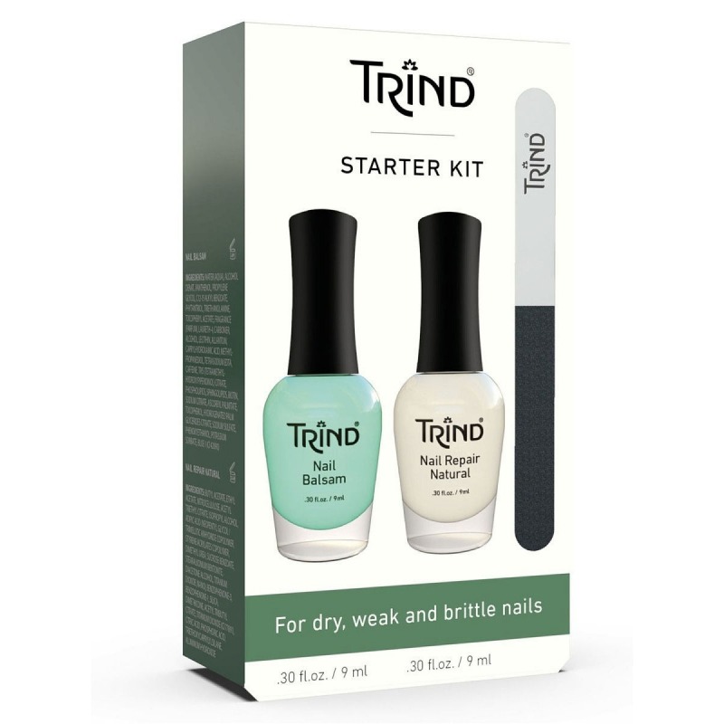 Купить Набор: пилочка для ногтей Nail Magic, укрепитель ногтей глянцевый Nail Repair Naturalr, увлажняющий бальзам для ногтей Nail Balsam, Набор по уходу за ногтями Trind, Starter Kit