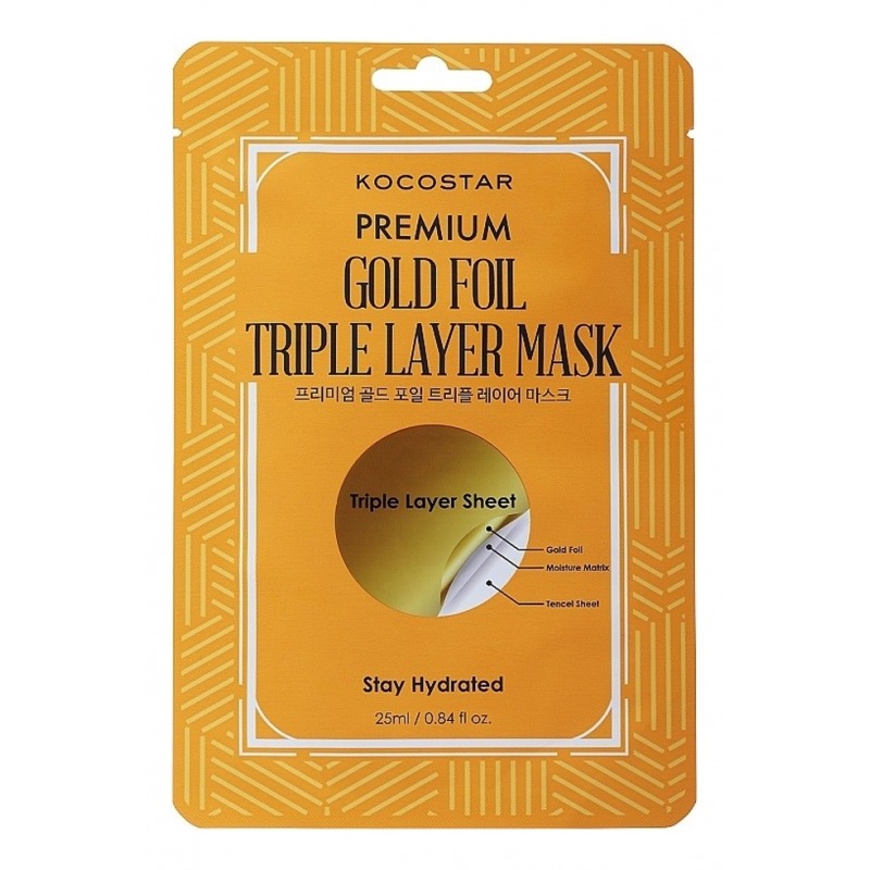

Маска для лица Kocostar, Premium Gold Foil Triple Layer
